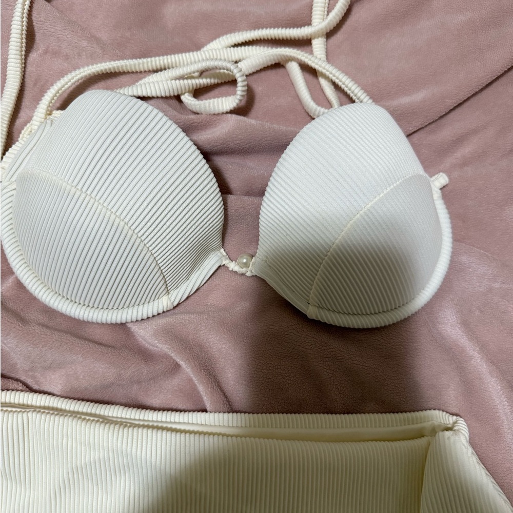 White Ribbed Bikini Set - Picture 2 of 3